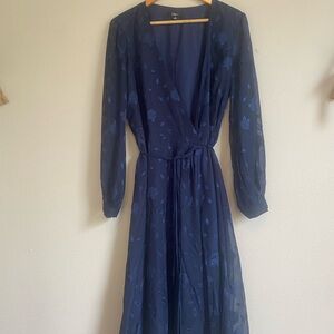 Lulu's Navy Floral Long Sleeve Dress